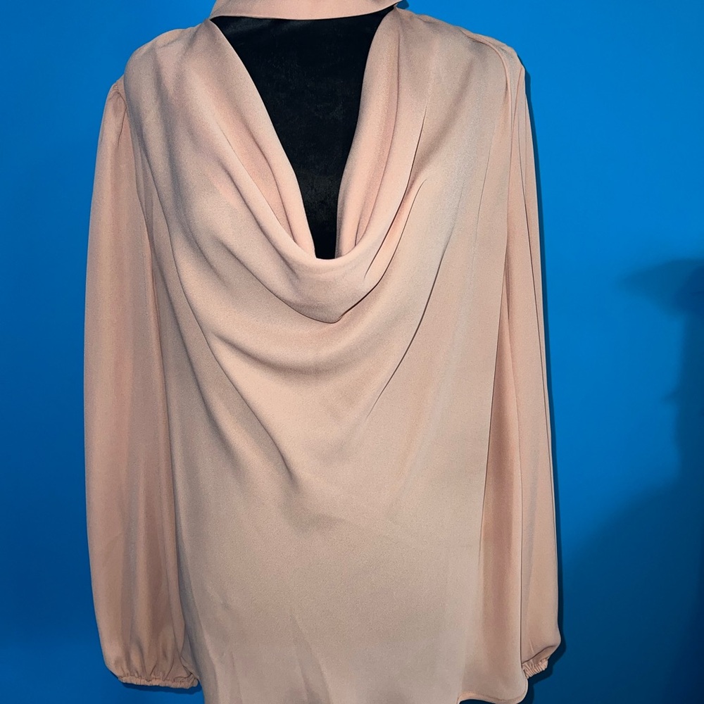 New York & Company Pink Draped Long Sleeve Blouse